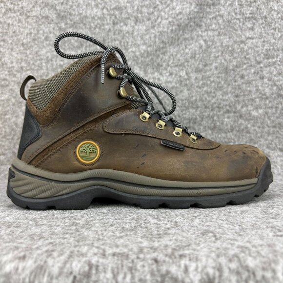 ✅Timberland White Ledge Mens 10M Waterproof Mid Hiking Boot Brown Leather Rugged - Picture 1 of 12